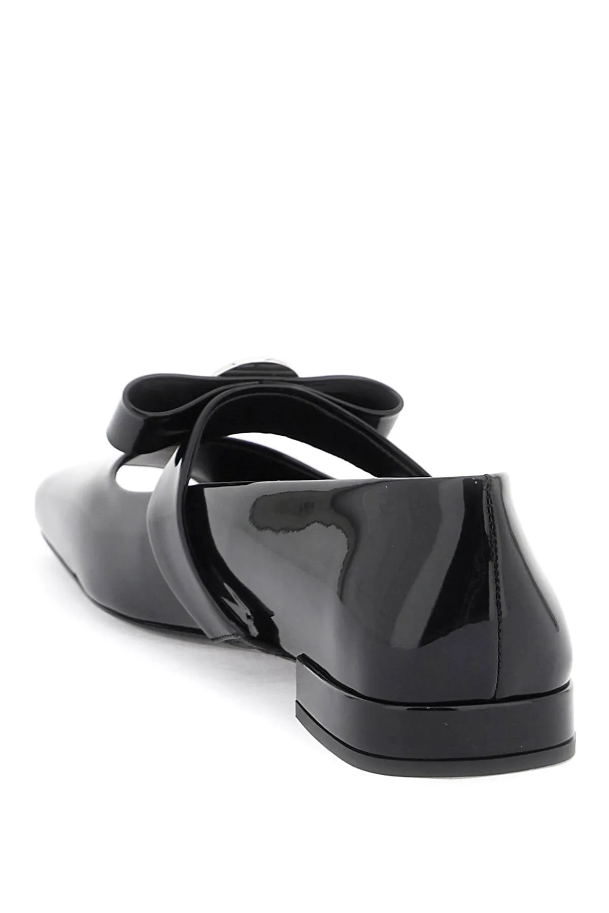 VERSACE open-toe ballet flats in gianni ribbon