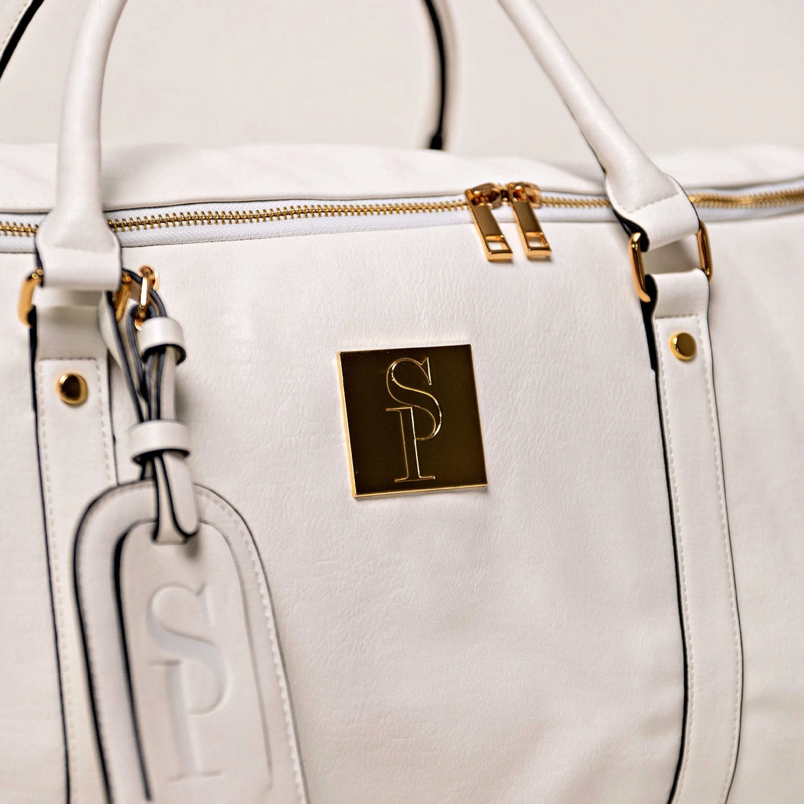 White Tumbled Leather Duffle Bag (New Weekender Design)