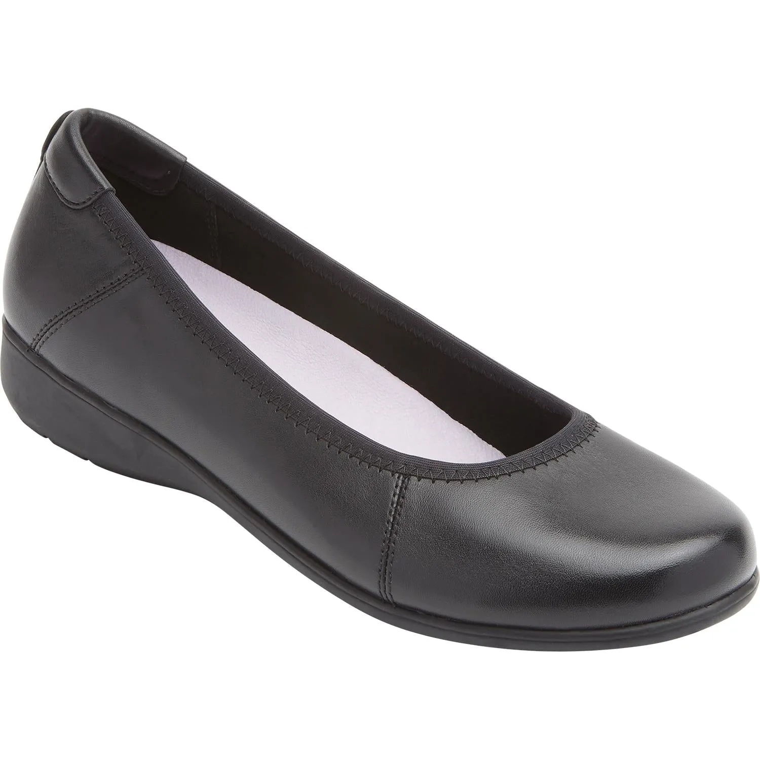 Women's Aravon Abbey Ballet Flat Black Leather