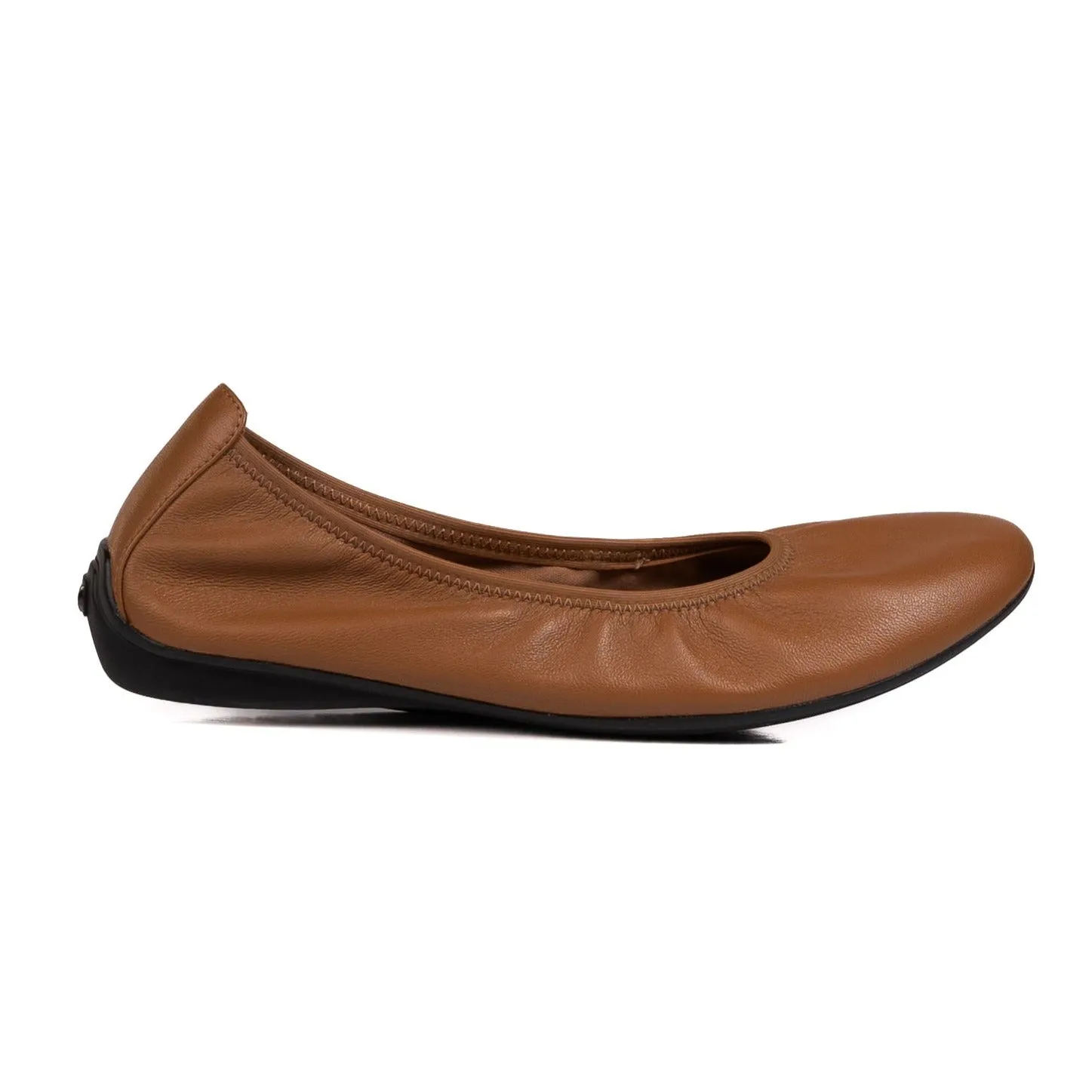 Women's Cognac Leather Ballet Flat