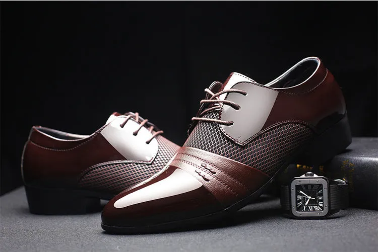 ZXQ Black Brown Men Dress Shoes, Men Business Flat Shoes